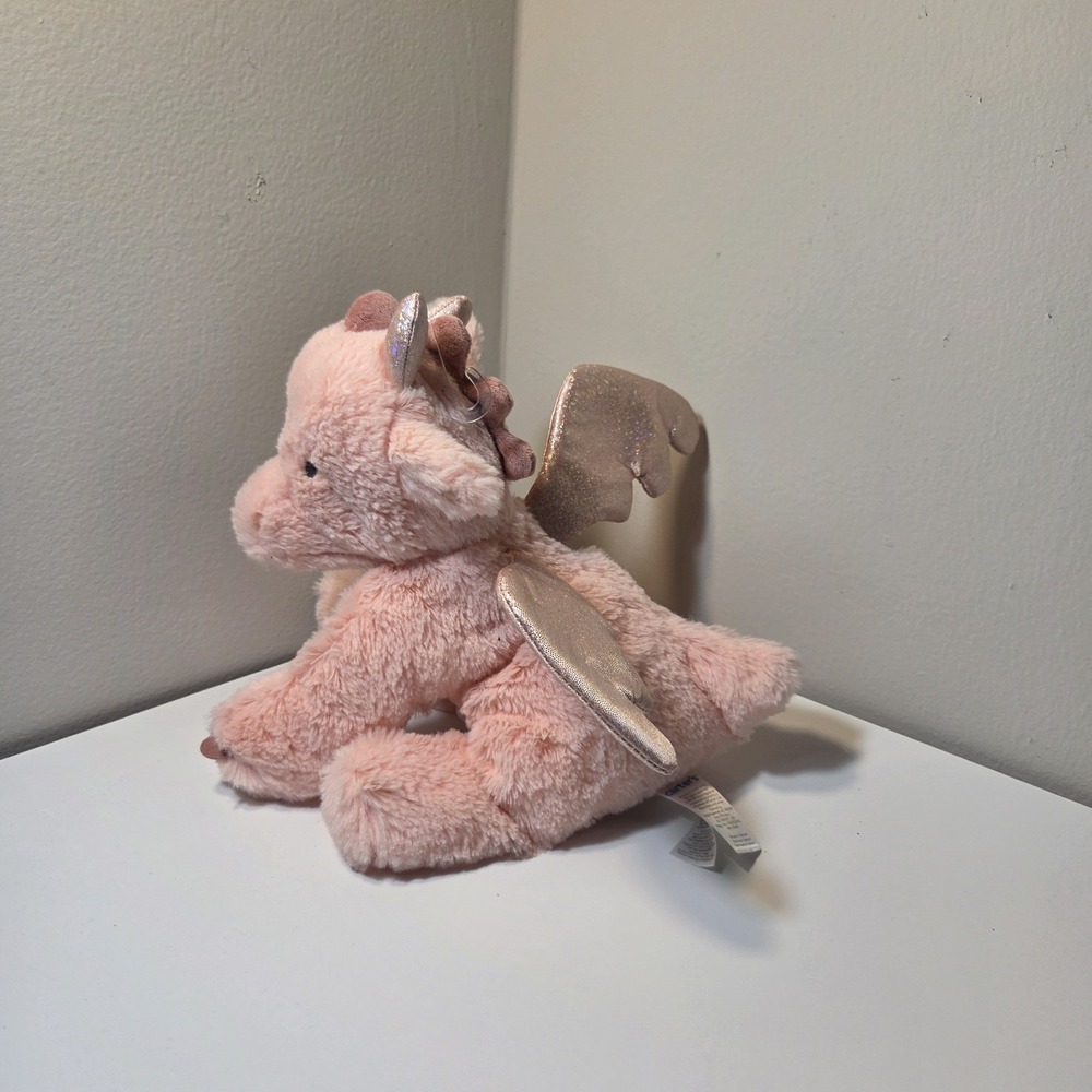 Carter's Plush Pink Dragon Baby Toy 9" Stuffed Animal w/ Sparkle Wings & Horns - Picture 2 of 6
